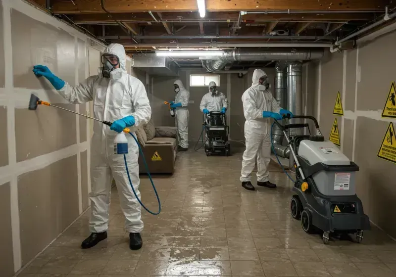 Basement Moisture Removal and Structural Drying process in Newington, VA